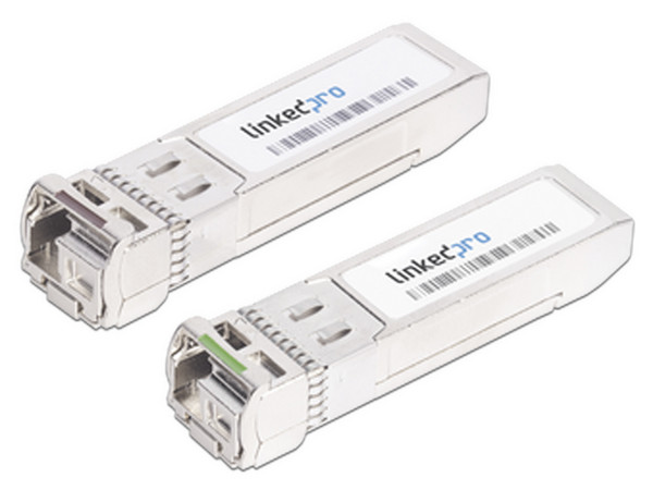 Transceptores Bidireccionales Linkedpro LP-SFP-BD-10G-100 SFP+ (Mini-Gbic) para Fibra Monomodo, 10 Gbps, Conectores LC, Simplex, Hasta 100 km (2 Piezas)