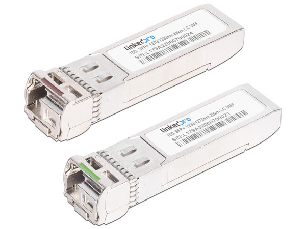 Transceptores SFP+ Bidireccionales para Fibra Monomodo, 10 Gbps, Conectores LC, Dúplex, Hasta 40 km, 2 Piezas.