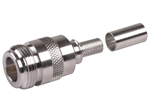 Conector N Hembra Plegable RF Industries EZ-240-NF-X con Pin Cautivo, para cables RG-8/X, Belden 9258 y Times LMR240.