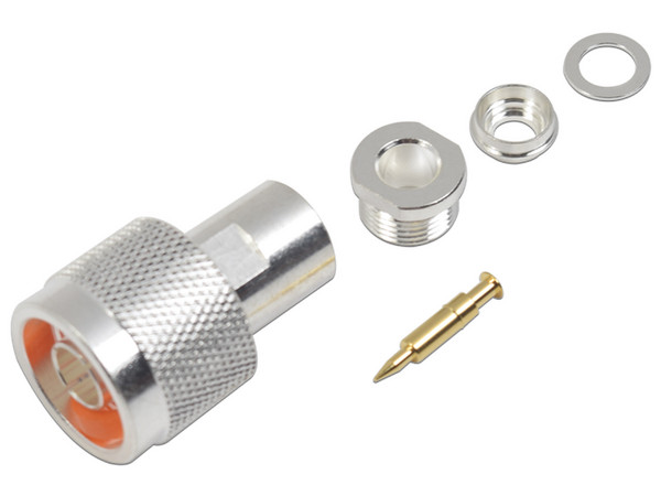 Conector N Macho  RF Indutries RFN-1004-1SX de Rosca, para Cables RG-8/X, LMR-240, BELDEN 9258.