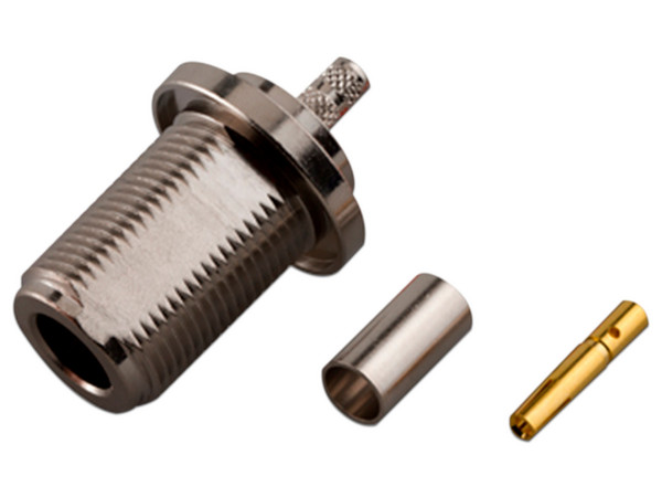 Conector N Hembra Hermético RF Industries RFN-1022-8C, Montaje Frontal para panel en 2D Plano.
