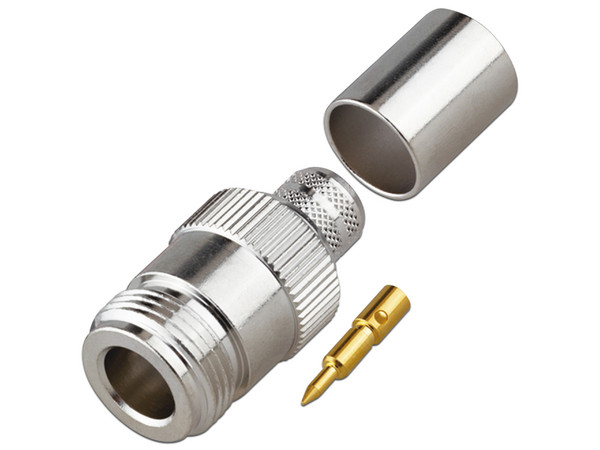 Conector N Hembra Inverso RF Industries de Anillo Plegable, para Cables 9913, RG-8/U, LMR-400, Grupo I.