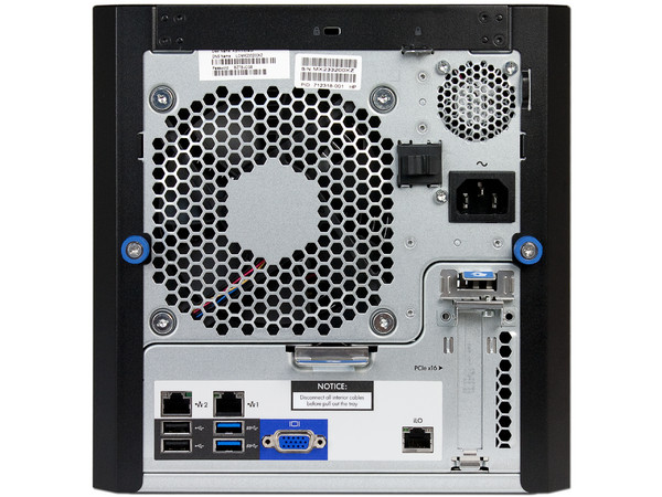 Servidor HP MicroServer G8:
1x CPU Dual-Core Intel Pentium G2020T (2.5 GHz),
2 GB RAM, 4x Bahías LFF NHP SATA HDD cage,
1 x Adaptador Ethernet 332i, 1Gb de 2 puertos,
No incluye Disco Duro.