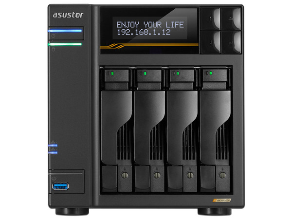 Servidor NAS ASUSTOR LOCKERSTOR 4 Gen3 (AS6804T):
Procesador Quad-Core 2.3 GHz, Memoria de 16GB ECC DDR5, 
4 Ranuras SATA3 (6GB/s) y 4 Ranuras M.2 NVMe, Compatible con Discos de 3.5