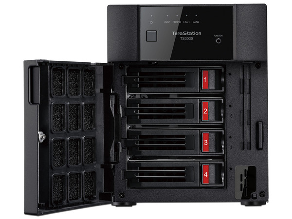 Servidor NAS BUFFALO TeraStation Essentials 3430DN: 
Procesador Alpine AL524 (hasta 2.0 GHz), 
Memoria de 2GB SDDR4, 
Almacenamiento de 32TB (4 x 8TB). 
Color Negro.
