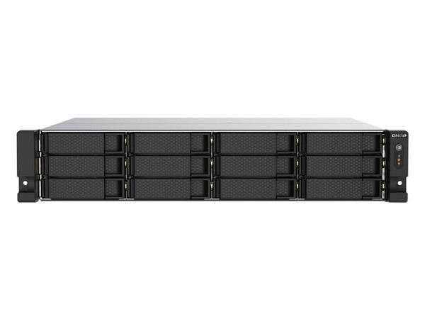NAS QNAP TS-1273AU-RP: 
Procesador AMD Ryzen Embedded V1500B (hasta 2.0 GHz), 
Memoria de 8GB DDR4, 
12 bahías Sata, 
No Incluye Discos duros.