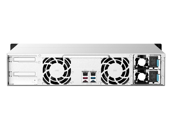 NAS QNAP TS-1273AU-RP: 
Procesador AMD Ryzen Embedded V1500B (hasta 2.0 GHz), 
Memoria de 8GB DDR4, 
12 bahías Sata, 
No Incluye Discos duros.