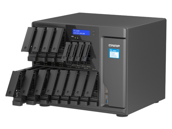Servidor NAS QNAP TS-1655-8G-US: 
Procesador Intel Atom C5125 (hasta 2.8 GHz), 
Memoria e 8GB DDR4, 
16 Bahías SATA (No Incluye Discos Duros).