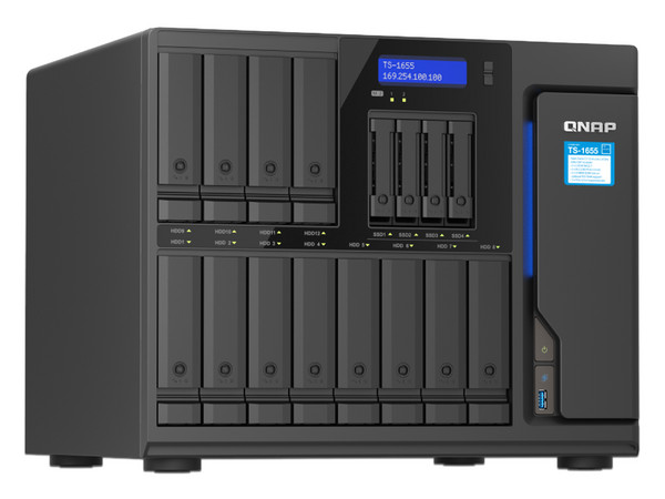 Servidor NAS QNAP TS-1655-8G-US: 
Procesador Intel Atom C5125 (hasta 2.8 GHz), 
Memoria e 8GB DDR4, 
16 Bahías SATA (No Incluye Discos Duros).