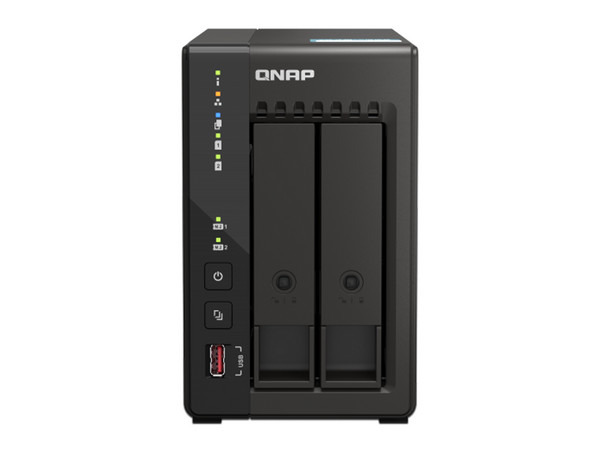 Servidor NAS QNAP TS-253E-8G-US: 
Procesador Intel Celeron J6412 (hasta 2.6 GHz), 
Memoria de 8 GB DDR4, 
Red de 2.5 GbE, 
Hasta 2 Bahías SATA.
No incluye Discos Duros.
