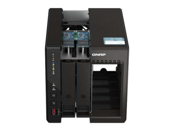 Servidor NAS QNAP TS-253E-8G-US: 
Procesador Intel Celeron J6412 (hasta 2.6 GHz), 
Memoria de 8 GB DDR4, 
Red de 2.5 GbE, 
Hasta 2 Bahías SATA.
No incluye Discos Duros.
