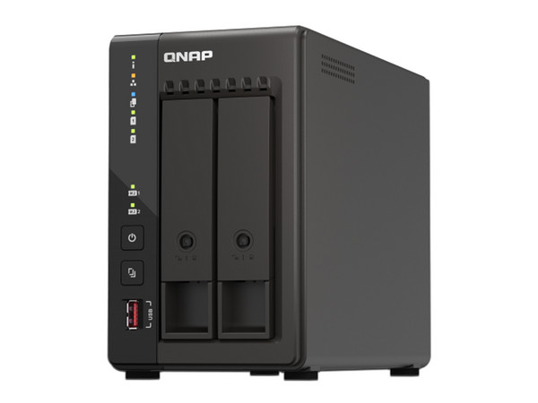 Servidor NAS QNAP TS-253E-8G-US: 
Procesador Intel Celeron J6412 (hasta 2.6 GHz), 
Memoria de 8 GB DDR4, 
Red de 2.5 GbE, 
Hasta 2 Bahías SATA.
No incluye Discos Duros.