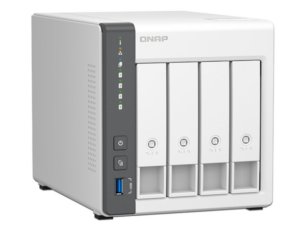 Servidor NAS QNAP TS-431X3-4G-US, 
Procesador ARM 4-core Cortex-A55 (hasta 2.0 GHz), 
Memoria de 4 GB, 
4 bahías Sata, 
No Incluye Discos duros.