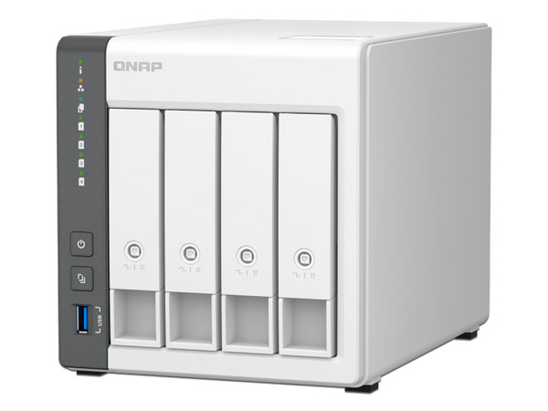 Servidor NAS QNAP TS-431X3-4G-US, 
Procesador ARM 4-core Cortex-A55 (hasta 2.0 GHz), 
Memoria de 4 GB, 
4 bahías Sata, 
No Incluye Discos duros.