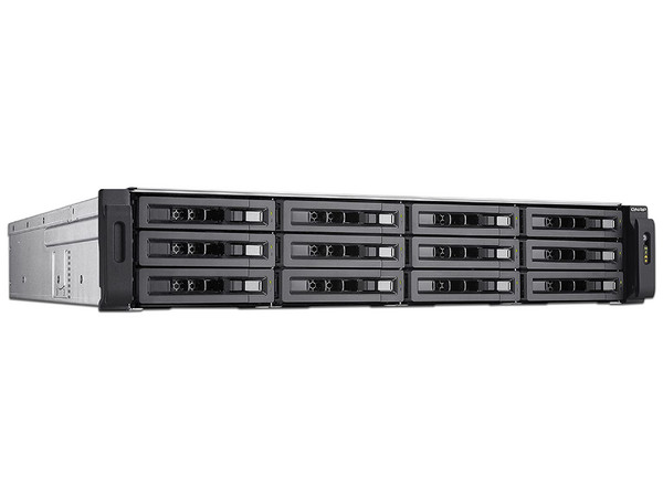 Servidor NAS QNAP TS-EC1280U-E3-4GE-R2-US con 12 bahías para discos duros (no incluidos), 4 Puertos Gigabit, 4GB DDR3.