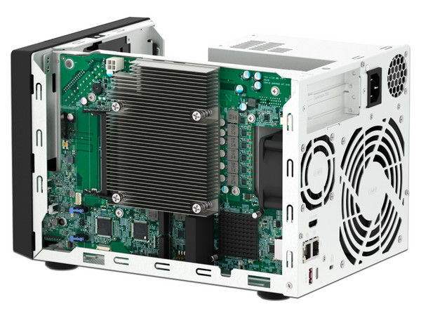 Servidor NAS QNAP TVS-H474-PT-8G-US: 
Procesador Intel Pentium Gold G7400 (hasta 3.7 GHz), 
Memoria de 8 GB DDR4, 
Hasta 4 Bahías SATA.
No Incluye Discos Duros.