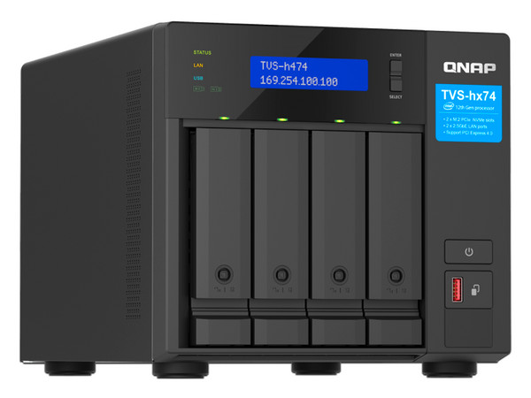 Servidor NAS QNAP TVS-H474-PT-8G-US: 
Procesador Intel Pentium Gold G7400 (hasta 3.7 GHz), 
Memoria de 8 GB DDR4, 
Hasta 4 Bahías SATA.
No Incluye Discos Duros.
