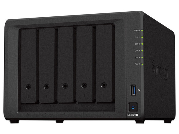 NAS Synology DiskStation DS1522+ con 5 bahías para Disco Duro hasta 90TB, USB 3.0, 4 Puertos Gigabit, (no incluye Discos Duros).