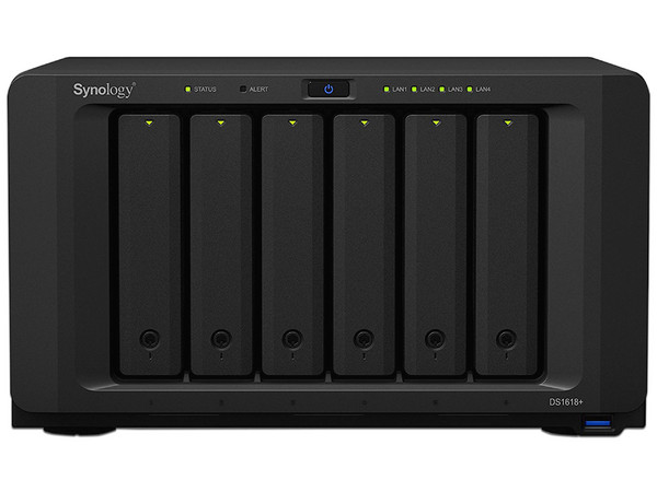 NAS SYNOLOGY DS1618 con 6 Bahías para Disco de 3.5, 4 Puertos Gigabit, 4 GB DDR4, hasta 72 TB.