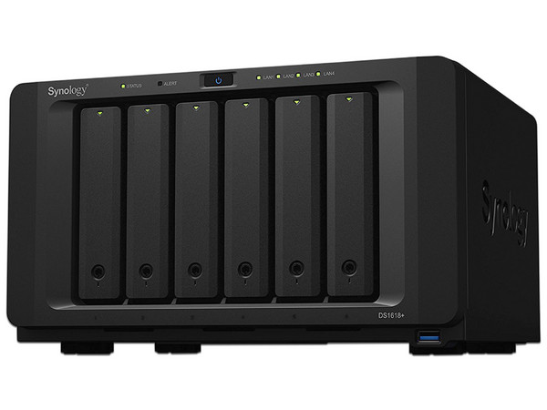 NAS SYNOLOGY DS1618 con 6 Bahías para Disco de 3.5, 4 Puertos Gigabit, 4 GB DDR4, hasta 72 TB.
