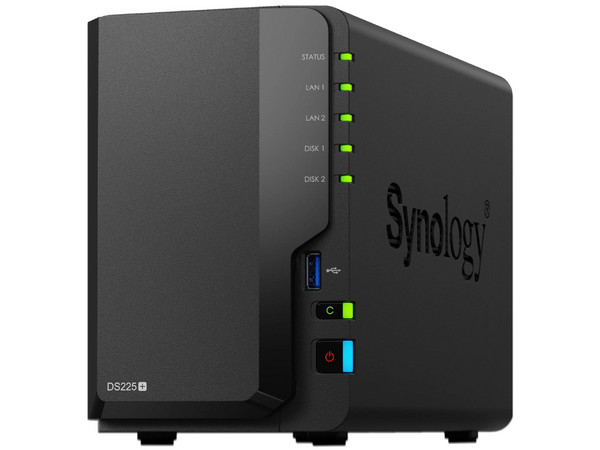 Servidor NAS Synology DiskStation DS225+: 
Procesador Intel Celeron J4125 (hasta 2.7 GHz), 
Memoria de 2GB DDR4, 
2 Bahias de Discos Duros (No Incluidos), 
Color Negro.
