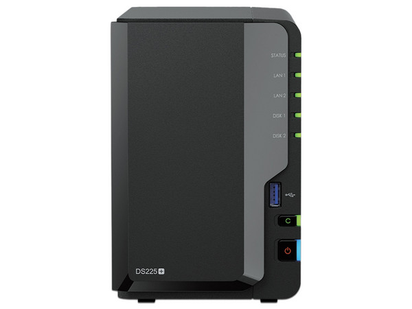 Servidor NAS Synology DiskStation DS225+: 
Procesador Intel Celeron J4125 (hasta 2.7 GHz), 
Memoria de 2GB DDR4, 
2 Bahias de Discos Duros (No Incluidos), 
Color Negro.