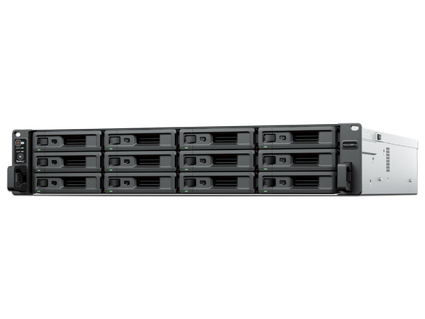 Servidor NAS Synology RS2423RP+II: Procesador AMD Ryzen V1780B (hasta 3.3 GHz), Memoria de 8GB DDR4, 12 Bahías, hasta 288TB, 2 Puertos 1GbE, 1 Puerto 10GbE, USB 3.2, Hot-Swap, Fuente Redundante.