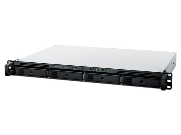 Servidor NAS SynologyRS422+: 
Procesador AMD Ryzen R1600 (Hasta 2.6 Ghz), 
Memoria de 2GB DDR4, 
hasta 4 Bahías SATA, 
No Incluye Discos Duros.