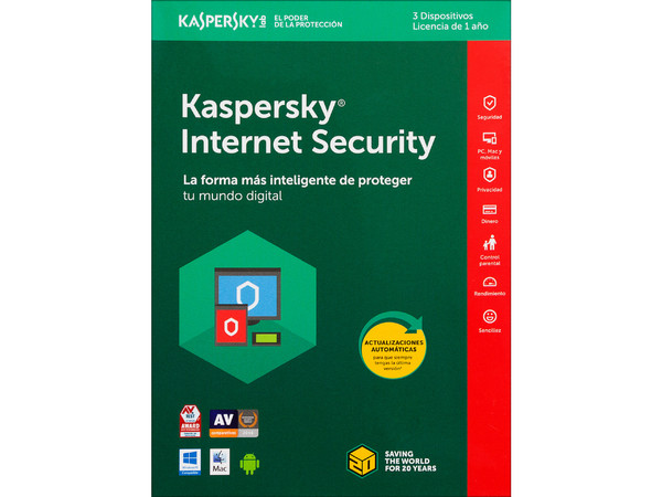 Kaspersky Internet Security Multidispositivos 2017, 3 Dispositivos, 1 Año.