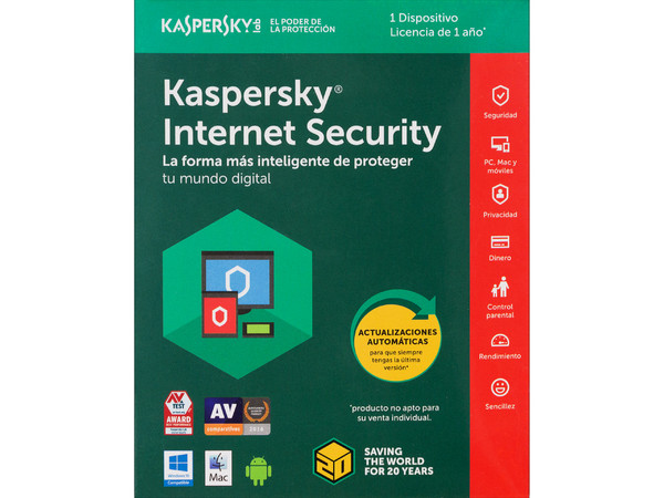 Kaspersky Internet Security Multidispositivos 2017, 1 Dispositivo, 1 Año.