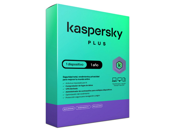 Antivirus Kaspersky Plus, 1 Dispositivos, 1 Año.