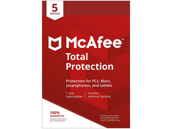 Licencia de Antivirus McAfee Total Protection, 5 Equipos, 1 Año.