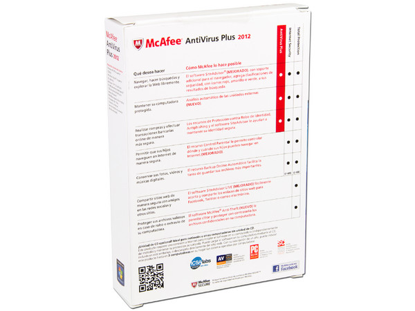 McAfee Antivirus Plus 2012 hasta 3 Computadoras