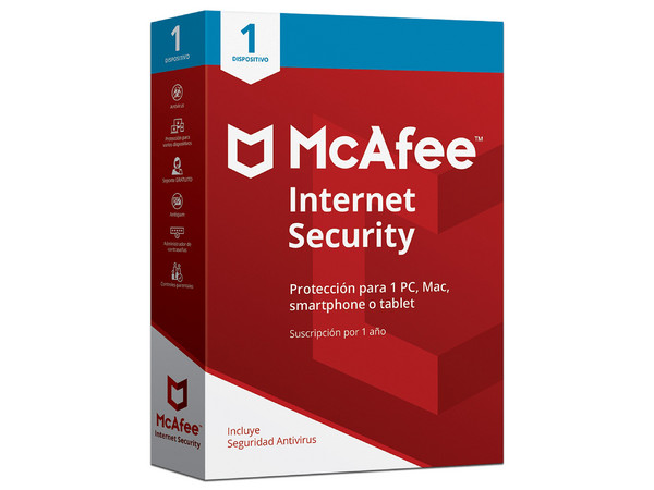 Antivirus McAfee Internet Security (1 Dispositivo, 1 año).