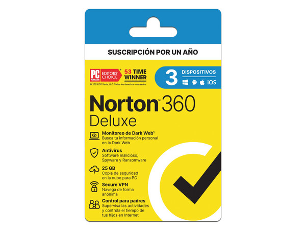 Licencia de Antivirus Norton 360 Deluxe, 3 Dispositivos, 1 Año.