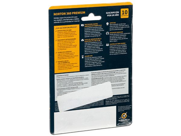 Norton Antivirus 360 Premium, 10 Dispositivos, 1 año.