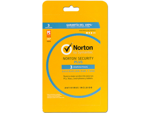 Norton Security Plus Antivirus 2017 para 1 usuario, 3 dispositivos, (1 año).