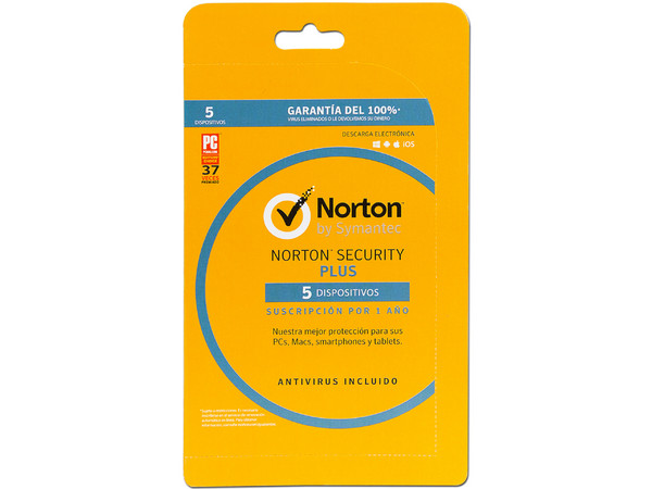 Norton Security Plus Antivirus 2017 para 1 usuario, 5 dispositivos, (1 año).