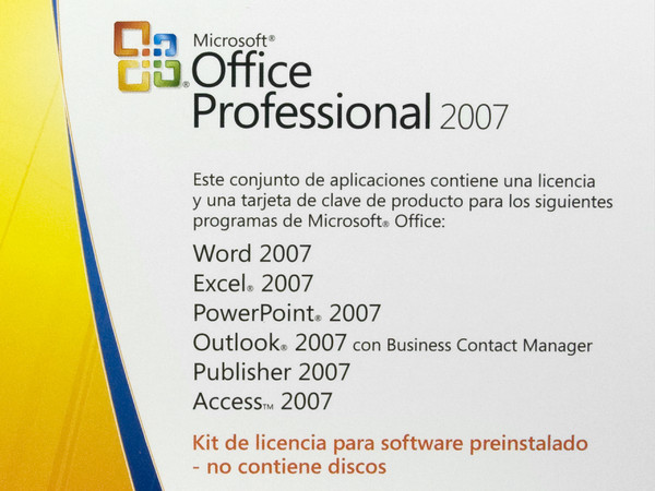 Microsoft Office  Professional 2007 en Español versión OEM, 1 Licencia (Venta disponible solo en equipos nuevos Preinstalado)