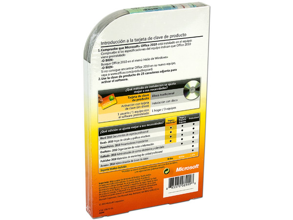 Microsoft Office Hogar y Estudiantes 2010 en Español, versión OEM. 1 Licencia (Venta disponible solo en equipos nuevos Preinstalado)