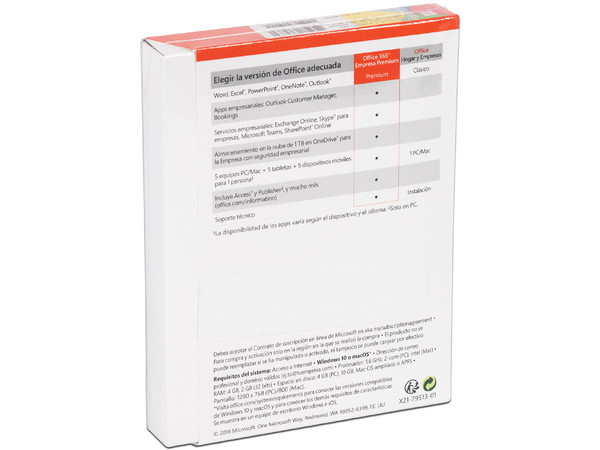 Microsoft Office 365 Empresas Premium , ESD. (1 Año de suscripción para 1 Usuario con 5 Dispositivos + 1TB en One Drive).