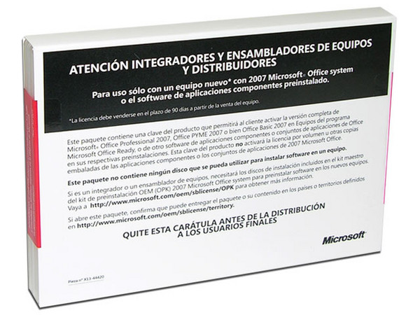 Microsoft Office PYME (Small Business) 2007 en Español versión OEM, 1 Licencia (Venta disponible solo en equipos nuevos Preinstalado)