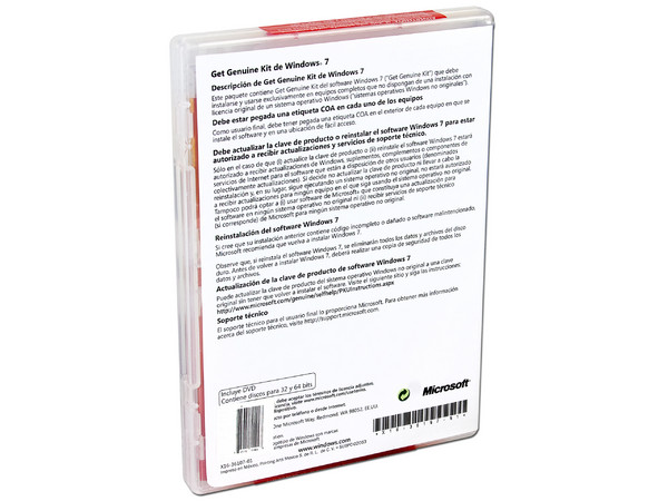 Microsoft Windows 7 Professional (32 y 64bits) en Español, DVD OEM. Exclusivo a la venta en equipos nuevos