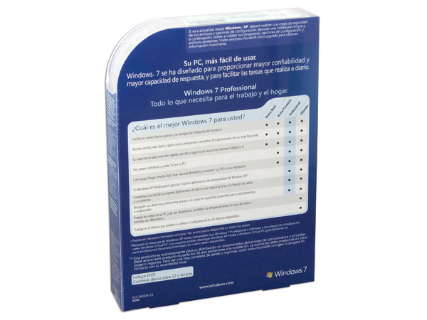 Microsoft Windows 7 Professional con 2 DVDs 32bits y 64bits en Español, DVD Retail en Caja.