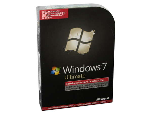 Microsoft Windows 7 Ultimate con 2 DVDs 32bits y 64bits en Español, DVD Retail en Caja.