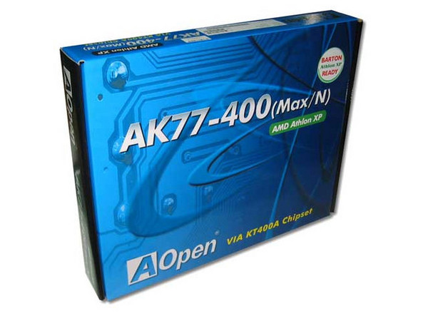 Tarjeta Madre AOpen AK77-400N, ChipSet VIA KT400A,
Soporta: AMD Athlon XP/Athlon/Duron, 333MHz,
Integrado: Audio Realtek 5.1,
Memoria: DDR 400 [PC3200], 3Gb Max. (3 Bancos)
Diseño: ATX, Ptos: 1x AGP, 6x PCI, 1xCNR