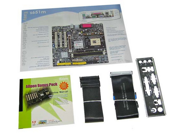 Tarjeta Madre AOpen s651m, ChipSet SiS 651,
Soporta: Pentium 4 y Celeron con bus de 533Mhz,
Integrado: Audio AC97, Video y RED 10/100Mbps,
Memoria: DDR 266/333Mhz (2 Bancos), 2GB Max,
Diseño: Micro ATX, Ptos: 1x AGP 4X, 3x PCI, 1x CNR