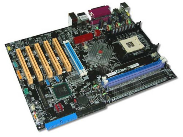 Tarjeta Madre AOPen AX4SPB-UN, ChipSet Intel 848P
Soporta: Intel Pentium 4 y Celeron c/BUS de 800/400MHz
Integrado: Audio Realtek  5.1, RED 10/100Mbps
Memoria: DDR400 PC3200 (2 Bancos), 2GB Max
Diseño:  ATX, Ptos:1x AGP(8x) y 5x PCI