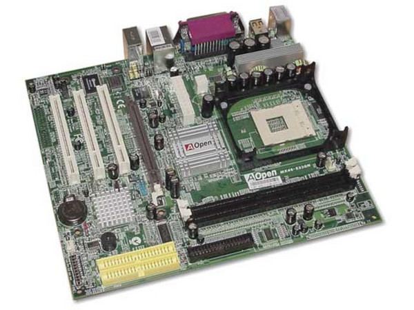 Tarjeta Madre AOpen MX46-533GN, ChipSet SiS 651/962L
Soporta: Pentium 4 y Celeron c/BUS de 400 y 533Mhz
Integrado: Audio AC97, Video y RED 10/100Mbps
Memoria: DDR PC2100/2700 (2 Bancos), 2GB Max
Diseño: Micro ATX, Ptos: 1x AGP, 3x PCI