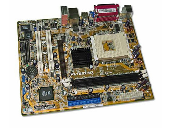 T. Madre ASUS A7S8X-MX, ChipSet SiS 741GX,
Soporta: Socket A para AMD Athlon XP/ Sempron,
Integrado: Video Gráficos SiS, Audio SoundMax 5.1, Red,
Memoria: 2xDDR DDR333/266/200, maximo 2.0GB,
Diseño: MicroATX, Ptos: 1x AGP 8x, 2xPCI